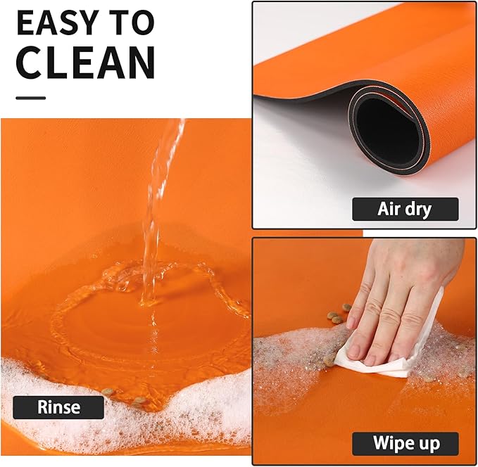 Dog Food Mat - Absorbent Cat Mat for Food and Water, No Stains Pet Feeding Bowl Mat, Easy to Clean Pet Placemats, Quick Dry Dog Water Dispenser Mat for Messy Drinkers | Paw Orange 24"x36"
