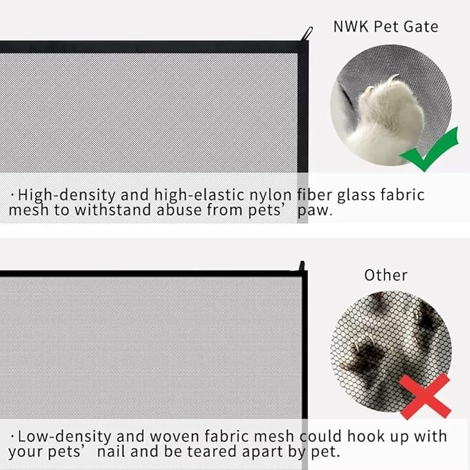 NWK Pack of 2 Magic Dog Gate for Stairs Pet Gate for The House Providing a Safe Enclosure for Pets to Play and Rest, 6 Hooks Design (2, 43'' X 30'')