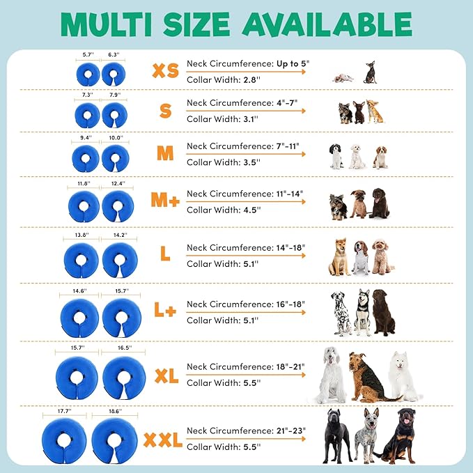 BENCMATE Inflatable Dog Cone Collar Alternative, Soft Dog Cone for Small Medium Large Dogs and Cats, Neck Recovery ECollar Donut Collar After Surgery (X-Large, Grey)