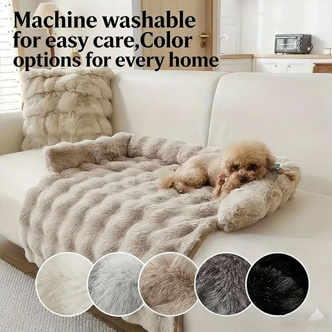 Dream Cloud Pet Sofa Bed Machine Washable Waterproof Supportive Comfort Non-Slip Plush Pet Couch Bed with Raised Edge for Sofa Car Floor, Small Medium Dogs Cats, Furniture Protector (Gray3)