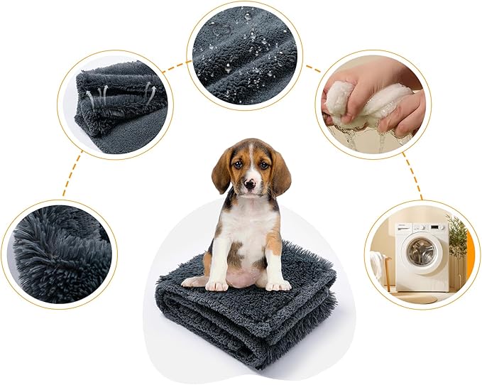 Calming Cat Blanket for Bed 85x57in Couch Sofa Cover Grey Waterproof Dog Blankets for Large Dogs Washable Long Faux Fur Pet Throw Blanket for Puppy Reversible Furniture Protector, (Gray XL)