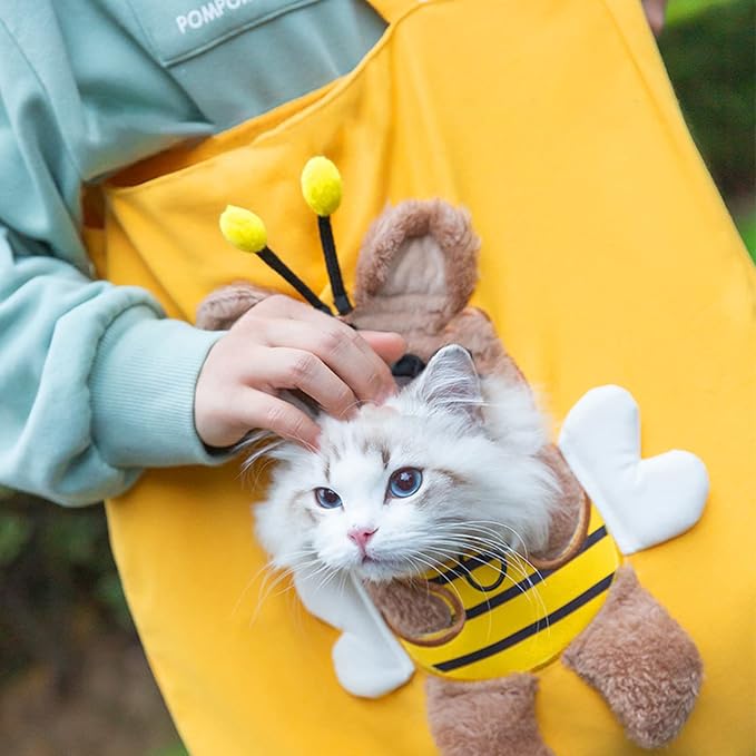 Pet Canvas Shoulder Carrying Bag, Cute Dinosaur Shaped Cat Carrier, L Size Portable Kitten & Puppy Tote, Comfort Carriers for Small Dogs, Cats, and Pets, Handbag for Outdoor, Shopping, and Camping