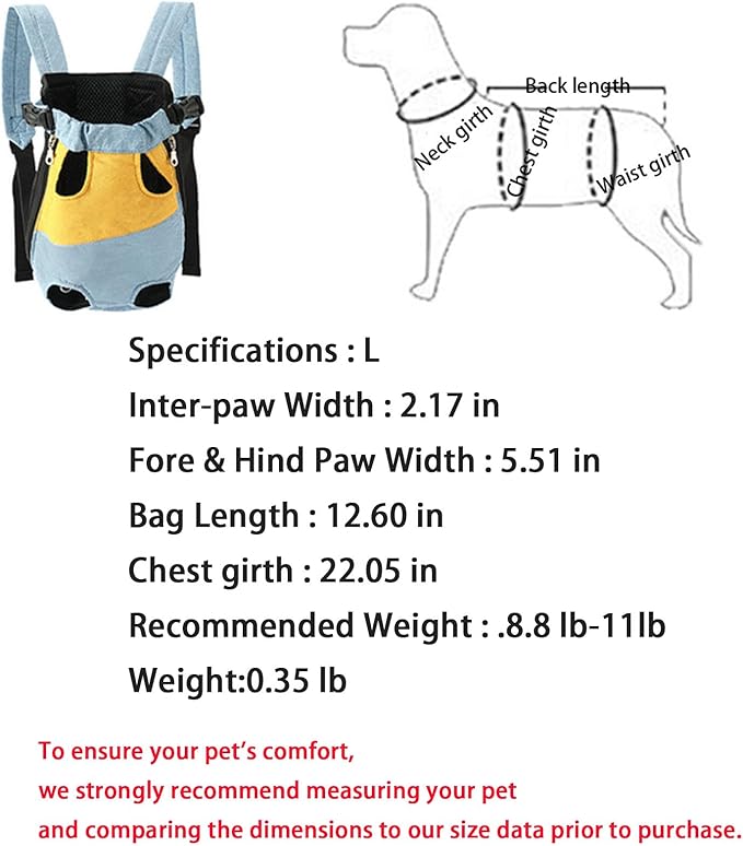 Lightweight Pet Backpack Carrier for Small Dogs & Cats - Easy-Fit Adjustable Straps, Basic Legs-Out Design, Durable for Daily Use (Fits Pets Under 15lb). (Red-Blue Color-Blocked, Large(8.8lb-11lb))