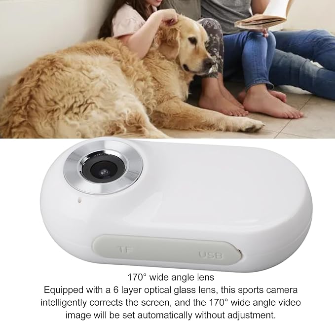 Sorandy Pet Sport Camera, 1080P Dog Tracker Collar, Upgrade 360° Rotating Cat Camera Collar with 6 Layer Optical Glass Lens, 170° Wide Angle Video Image, 2‑3 Hours Working Time