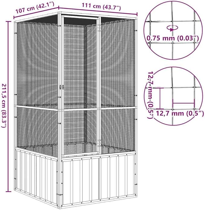 Metal Steel Large Bird Cage for Budgies, Pigeons, Galvanized Steel Birdcage Aviary House, 43.7"x42.1"x83.3", Anthracite,-669