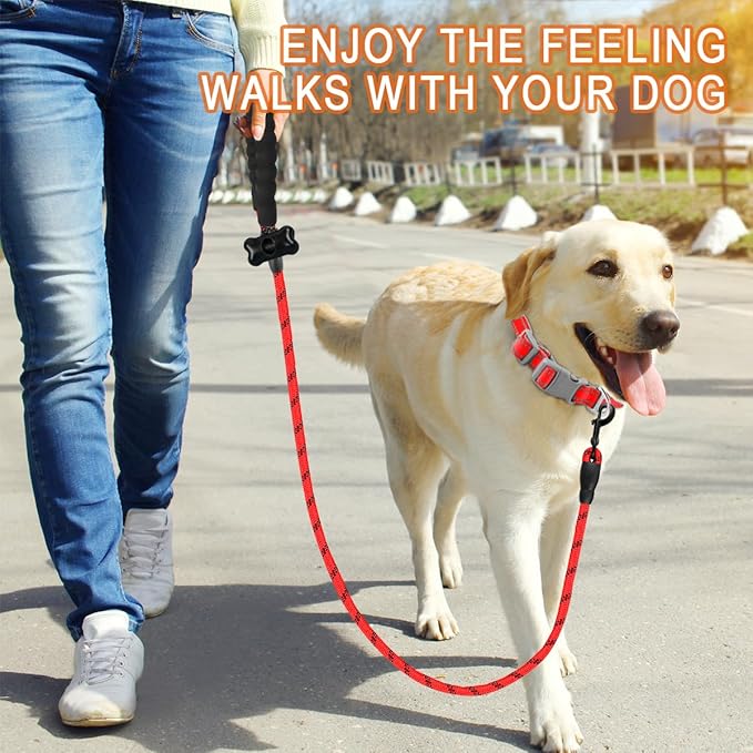 BARKBAY Dog Leashes for Large Dogs Heavy Duty Dog Leash 2 Pack 5 FT with Comfortable Padded Handle Highly Reflective Threads for Medium Large Dogs Walking Training Running (5FT-1/2,Red+Black)