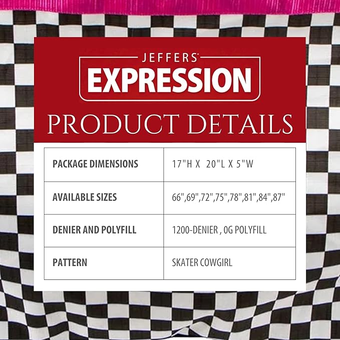 Jeffers Expression 1200 Denier Standard Neck Turnout Sheet, Skater Cowgirl, 81"- Waterproof, Breathable Horse Sheet with 0g Polyfill, No Insulation - Ideal Protection for Wind & Rain, Light Weight