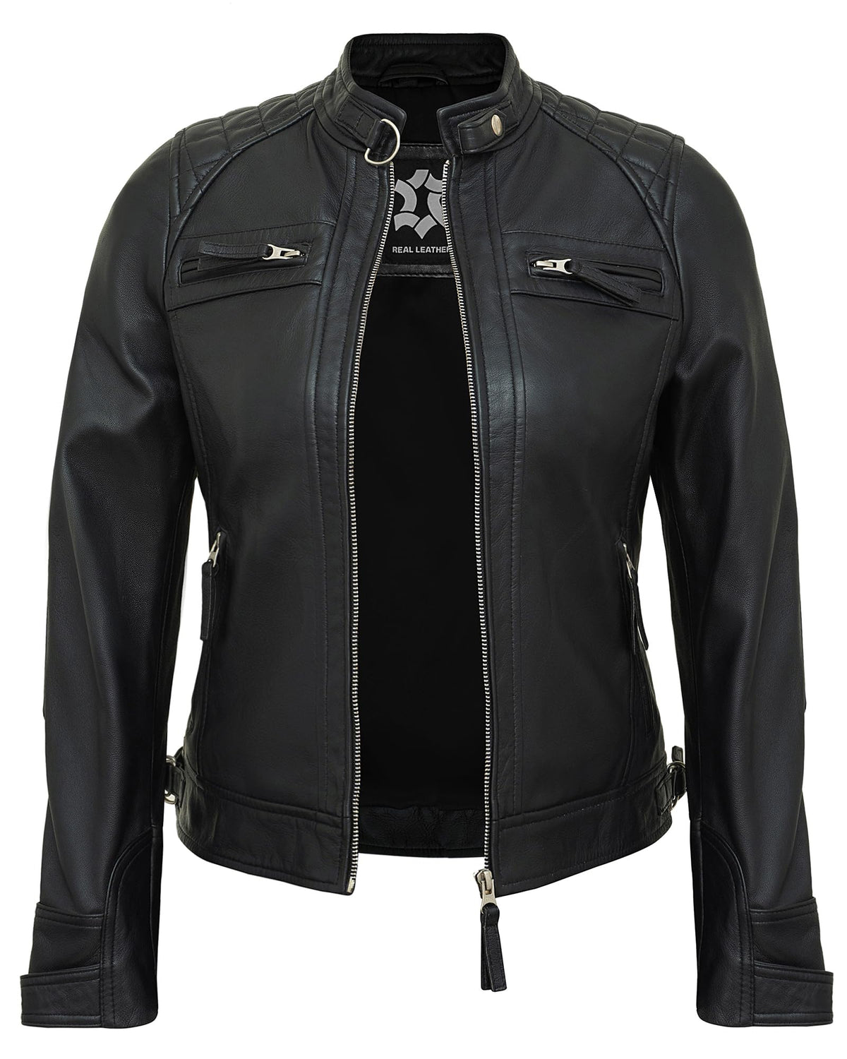 UrbanFocal Black Leather Jacket For Women | [101002706] D1 Black, 2XL