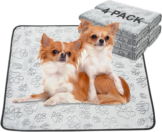Qeils Reusable Puppy Pads, 4 Pack Washable Pee Pads for Dogs, Non Slip Wee Wee pad, Absorbent and Leakproof Training Mats for Potty, Crate, Playpen, Bed, Sofa, 30"x 34"