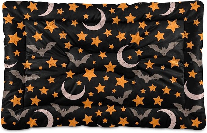 Halloween Moon Night Sky Bats Pet Bed Cute Dog Bed Mat Absorbing Non Slip Pad Pet Sleeping Mat for Small, Medium, and Large Dogs Puppy Cat 24 in x 18 in