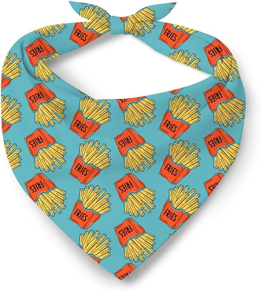 French Fries Pattern Dog Bandana, Cute Food Themed Pet Kerchief, Fries Lover Adjustable Triangle Dog Scarf, Comfortable Pet Bandana for Small Medium Dogs