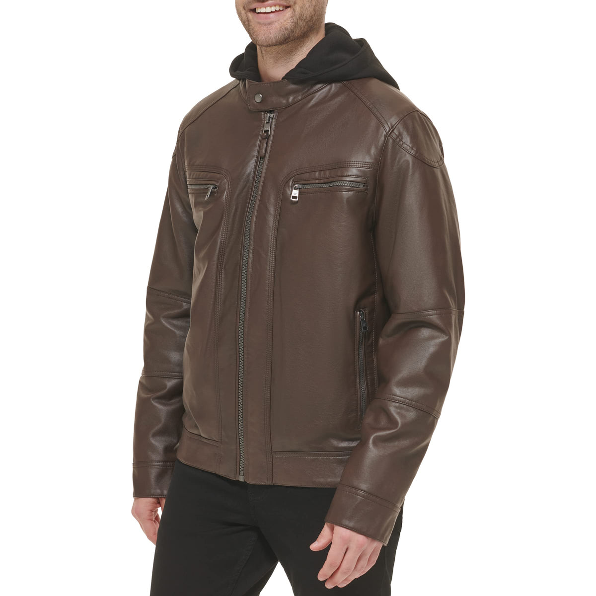 Calvin Klein Men’s Motorcycle Jacket With Removable Hoodie