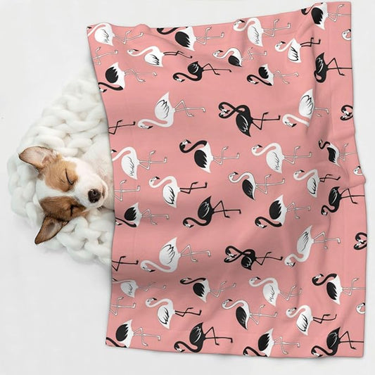 Reversible Pet Blanket for Sofa Protection Pet Comfort, Pink Flamingo, Double Sided Design with Cozy Nubby Nap Side and Durable Smooth Play Side