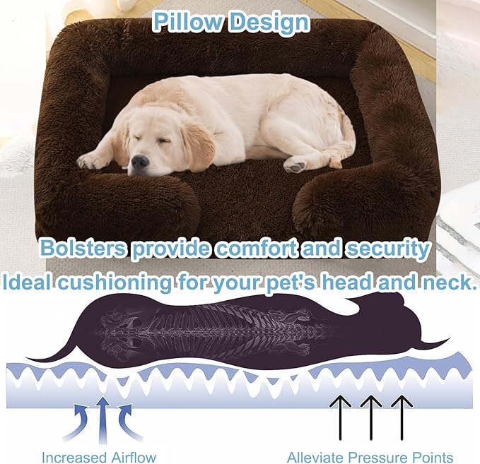 Dog Beds Large Sized dog Orthopedic, Sofa Dog Bed with Waterproof Lining and Nonskid Bottom, Rectangle Washable Dog Bed for Medium Small Dogs and Cats Comfortable ( Color : Brown1 , Size : 43 x 27" )