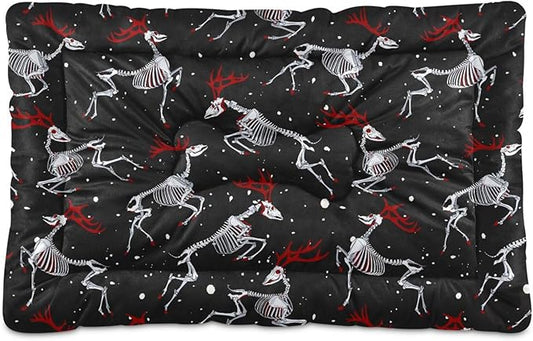 Pet Bed Christmas Deer Skeleton Gothic Dog Bed Mat Absorbing Non Slip Pad Pet Sleeping Mat for Small, Medium, and Large Dogs Puppy Cat 36 in x 24 in