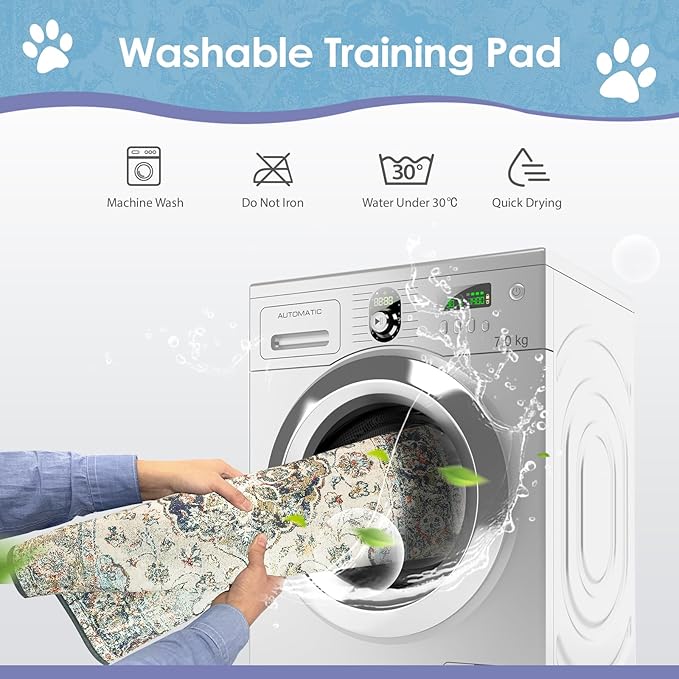 Washable Pee Pad for Dogs Extra Large, 72" x 72" Reusable Puppy Pads Waterproof Dog Rugs, Super Absorbent, Leakproof, Dog Crate Pad, Playpen Mat, Whelping Pads, Vintage Medallion