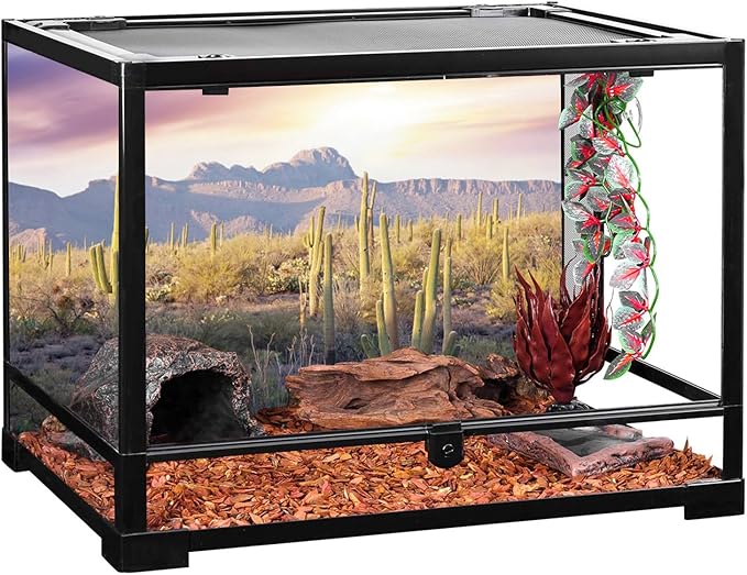 AWERT Reptile Habitat Background Blue Sky Oasis Mountain Cactus Sun and Desert Terrarium Background 72x24 inches