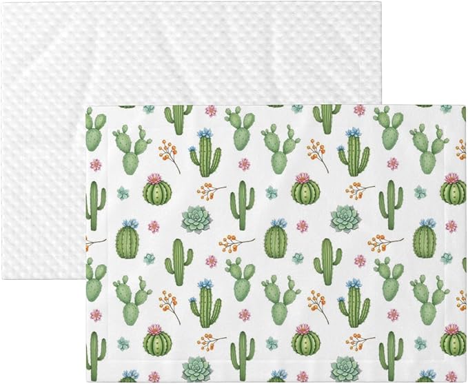 Double Sided Pet Throw for Dogs Who Shed, Watercolor Elements Succulent Plants Cactus, Reversible Blanket with Nubby Dot Side Catches Loose Fur for Easier Furniture Cleanup