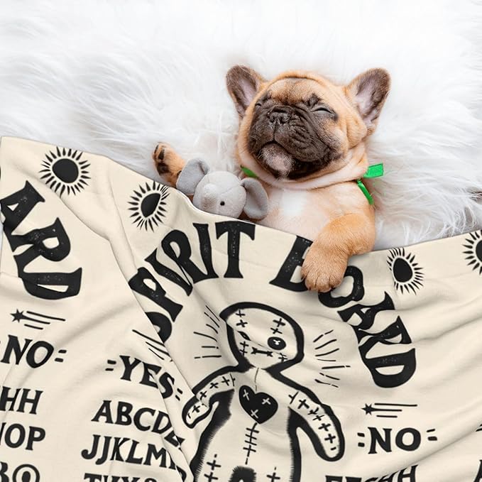 Pet Blanket for Travel and Home, Spirit Board with A Voodoo Doll Occultism Set, Reversible Plush Dot Design with Soft Grip Texture on One Side Perfect for Car Seats Moving Vehicles