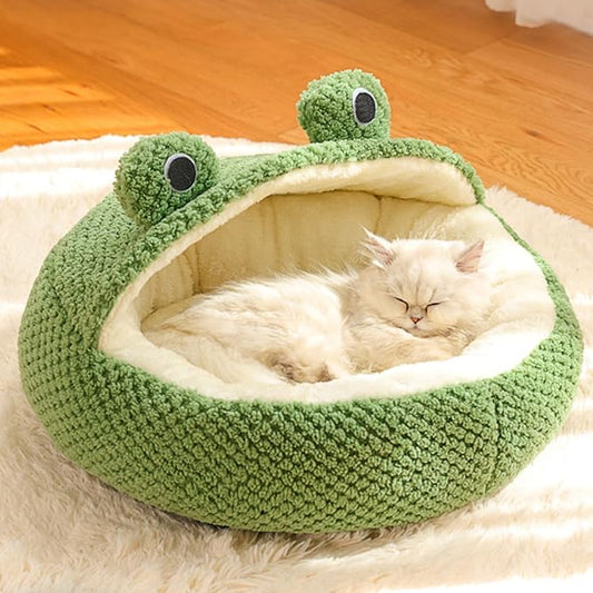 Naisicore Plush Frog Donut Cat & Dog Bed, 40cm/15.7inch, Winter Warm, Soft Detachable, Small Dogs & Cats (Style 2)