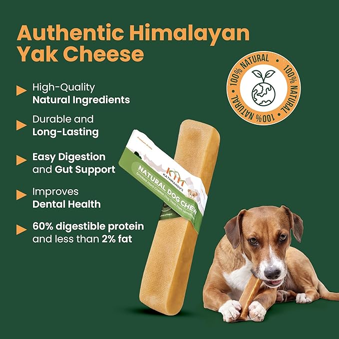 Authentic Himalayan Yak Cheese for Dogs - Mega (Pack of 1) - Sourced from Pristine Himalayan Foothill, Rawhide-Free, NO preservatives