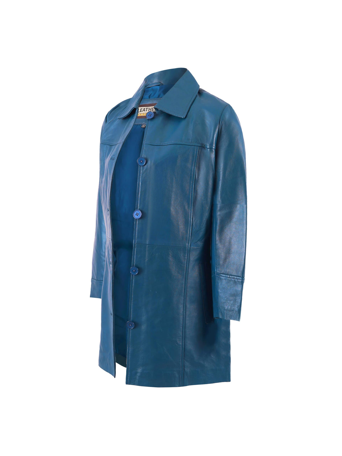Leather Artist Women’s Lambskin Leather Car Coat – Classic 3/4 Length Style Overcoat (LA-Car.C.Wo.-Blue-XL)