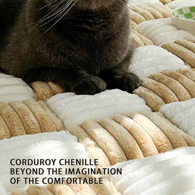 FunnyFuzzy Cream-Coloured Plaid Square Pet Mat Bed Couch Cover, Winter Thickened Dog Bed Cover Pet Blanket Sofa Couch Furniture Protector for Kids Dog Cat(Size:19.6 * 19.6 in,Color:Black)