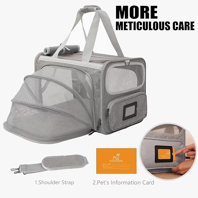 Cat Carriers Soft Stylish Small Dogs Puppy Pets Bag,Sturdy,Ventilated,Airline Approved,Expandable,Rabbit Cage Small Animals Travel Outdoor Carry Kennel Gray Color