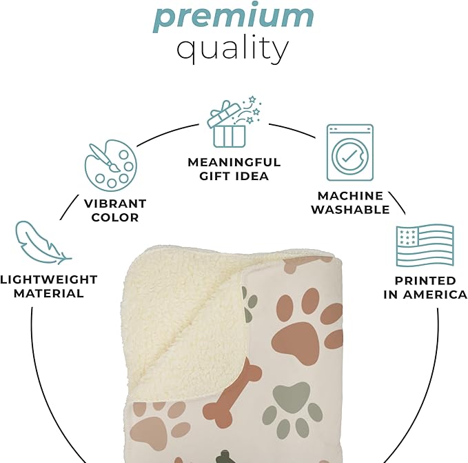 Prints Next Day – Custom 60" x 80" Fleece Pet Lightweight Blanket Personalized with Pet Lightweight's Name - Paw Pattern - Gift for Dog Owners - Printed in America