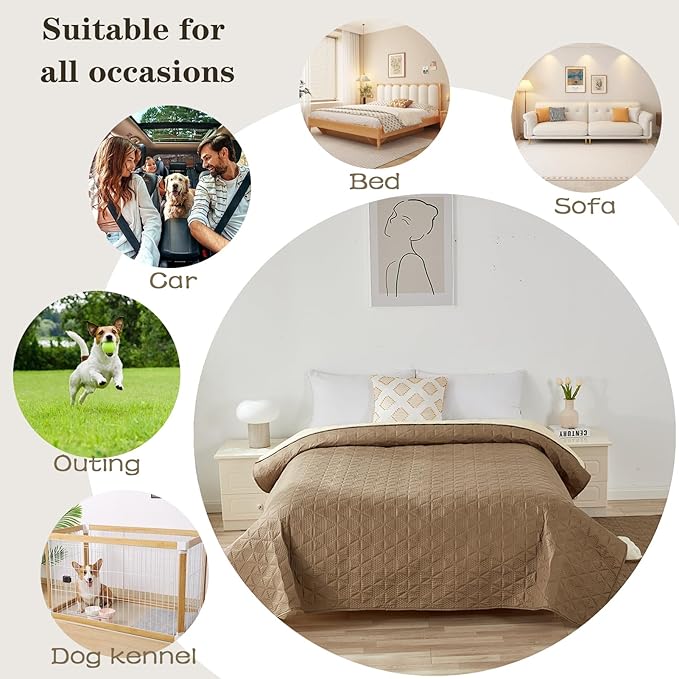 Waterproof Dog Bed Cover Pet Blanket, Soft Pet Couch Covers for Sofa Washable, Bed Couch Sofa Furniture Protector for Puppy Cat Kids (Brown,210 * 210 CM)