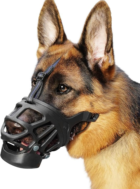 BARKLESS Basket Muzzle for Large Dogs, Humane Muzzle to Prevent Biting and Scavenging, Snap-on Treat Cover Helps Dogs Acclimatize Mouth Cover, Adjustable Mouth Guard for Positive Training, Grooming