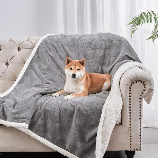 Waterproof Dog Blanket, 60" x 40" Washable Sherpa Fleece Cat Blanket,Pet Puppy Blanket Sofa Bed Furniture Protector,Reversible Soft Plush Blanket for Medium Large Dog (40" x 28")