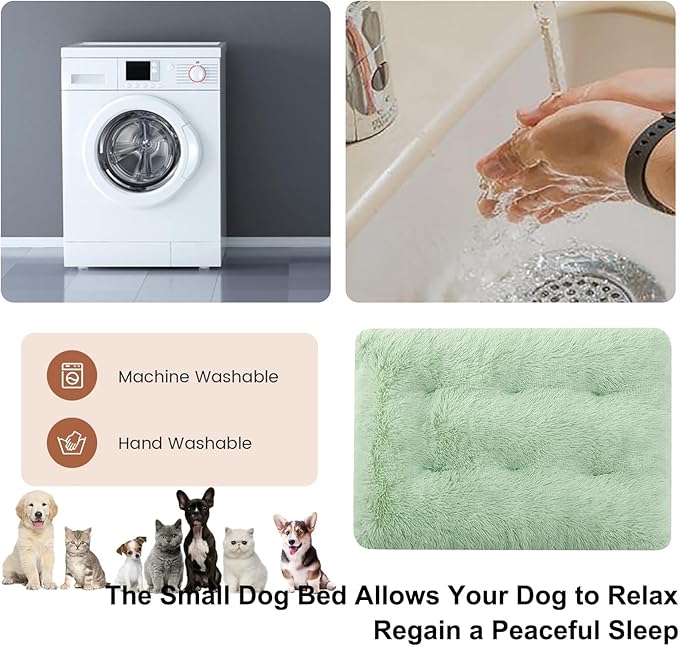 Dog Crate Mat, Dog Bed for Large Dogs, Comfy Fluffy Kennel Pad Anti-Slip for Dog beds & Furniture, Quilted Dog Bed for Pets for Medium/Small Dogs Cats (Color : Green 1, Size : 30x21)