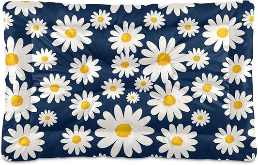 Pet Bed Daisy Floral Dog Bed Mat Absorbing Non Slip Pad Pet Sleeping Mat for Small, Medium, and Large Dogs Puppy Cat 36 in x 24 in