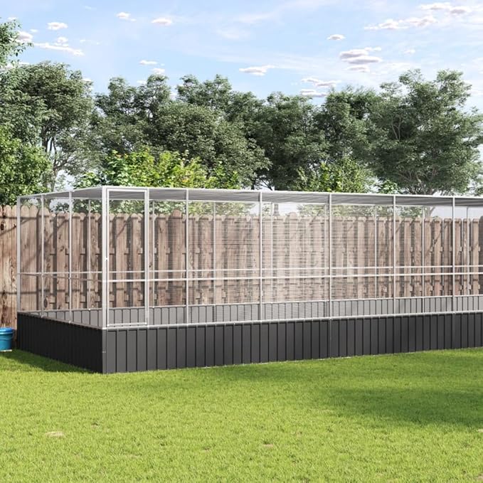 Outdoor Aviary Bird Cage, Galvanized Steel Outside Ample Activity Space Birdcage, 285.4"x120.9"x83.5", -274