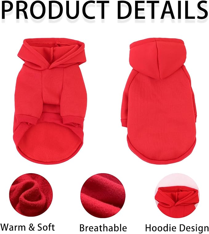 Custom Dog Hoodie, Personalized Sweatshirt with Photo Text Name Logo, Customized Hooded Sweater for Small Medium Large Dogs & Cats (Red, XXXX-Large)