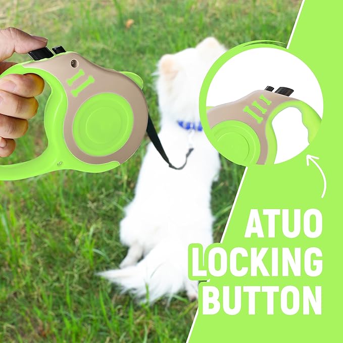 Retractable Dog Leash Automatic Telescopic Tractor Dog Tape, Pet Tape 10/16 FT Durable and Convenient, with Folding Bowl, Dispenser, Rubbish Bags, Suitable for Small and Medium Dogs