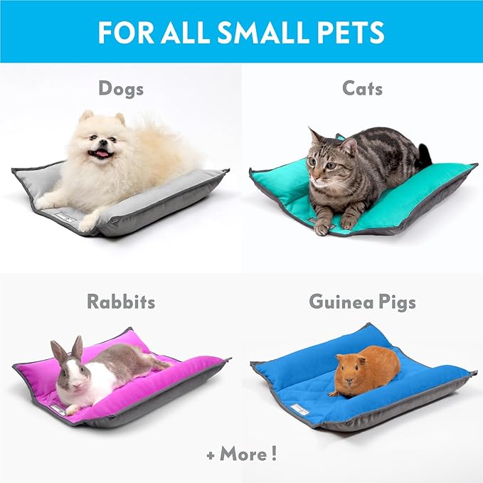 Paw Inspired Snuggle Bunny Bolster Bed for Rabbits, Cats, Dogs and Other Small Pets, Reversible Fleece Flop Bedding with Padded Sides (Gray/Light Gray)
