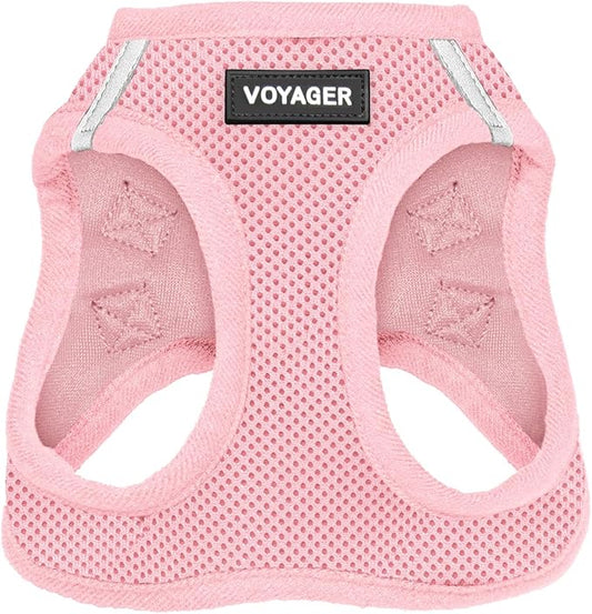 Best Pet Supplies Voyager Step-in Air Harness - All Weather Mesh, Reflective, No Pull Harness for Dogs, Cats - Secure with Hook & Loop Fastener, Buckle, Double D-Rings - Pink, XXXS