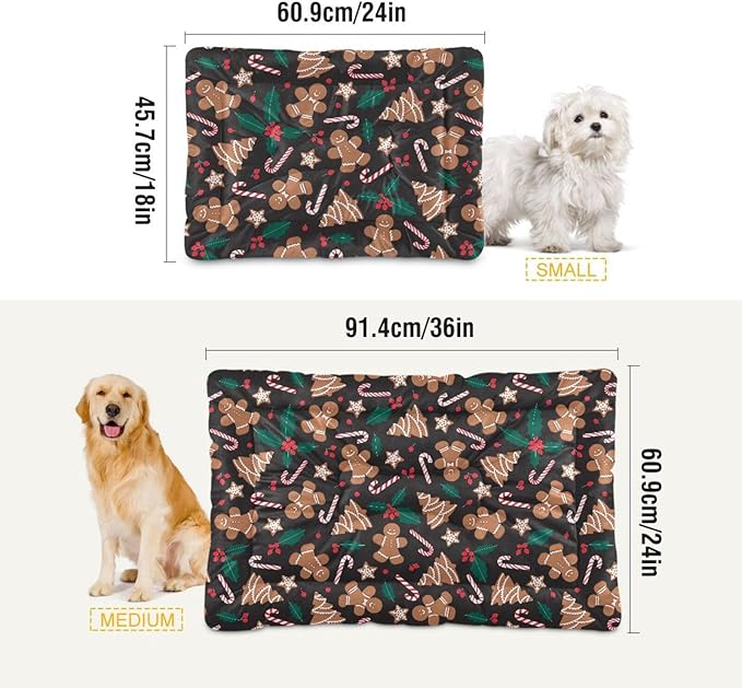 Pet Bed Cookie Gingerbread Man Dog Bed Mat Absorbing Non Slip Pad Pet Sleeping Mat for Small, Medium, and Large Dogs Puppy Cat 36 in x 24 in