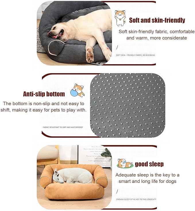 Suede Sofa Dog Bed, Multiple Sizes Orthopedic Memory Foam Mattress, Durable and Calming, Washable Dog Bed with Anti-Slip Bottom M brightRed