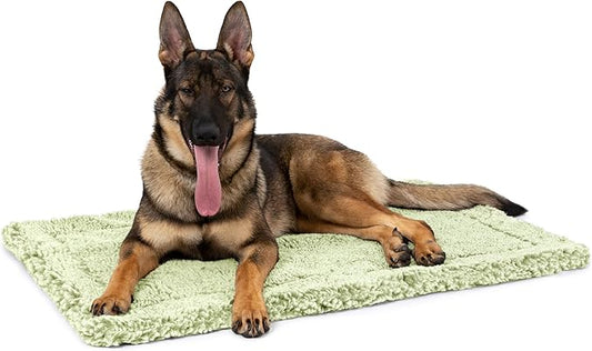 Stoutwool Indestructible Dog Bed - Fluffy Chew Proof Dog Crate Pad - Tough Kennel Pad for Aggressive Chewers - Ideal for Extra Large Breeds & Fits 48-Inch Crate - 47"x29", Gleam
