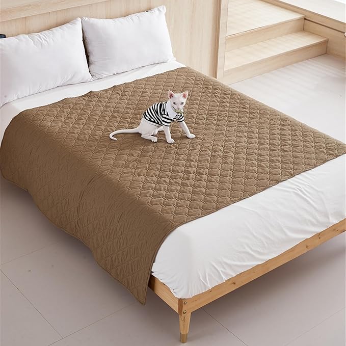 GIBZ Waterproof Dog Bed Blanket Cover Anti Slip Pet Furniture Protector Washable Large Washable Quilted Mat for Indoor, Grey, 170x200cm