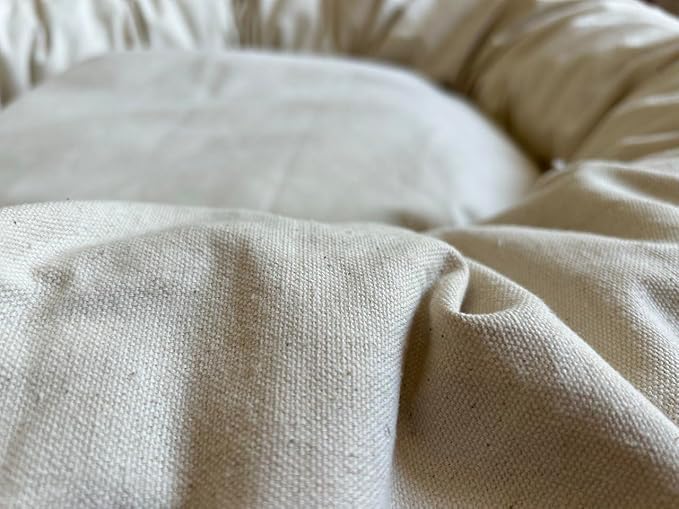 Organic Cotton Canvas Dog Bed: Removable Cover, Natural Fill - Made in USA (Natural, Medium 28" x 8" inches)