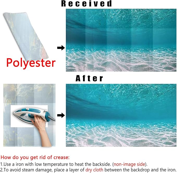 48X20IN Natural Undersea Aquarium Background, Undersea Beach Fish Tank Background, with 8 EVA Double-Sided Tape