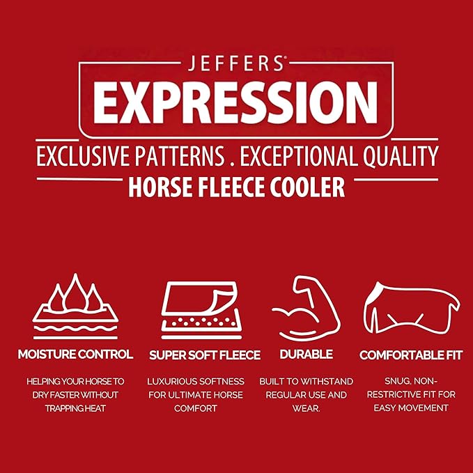Jeffers Expression Fleece Cooler for Horses, Standard Neck, Rose Garden 75"- Equine Towel Blanket, Moisture Absorbent, Light Weight, Best for Drying, Exercise, Bathing, Adjustable Belly Bands