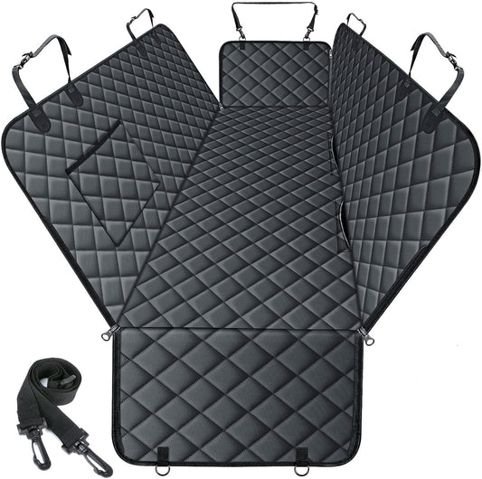Waterproof Dog Car Seat Cover for Back Seat - Durable, Scratch Proof Pet Hammock with Nonslip Design & Storage Pockets, Fits Cars, SUVs, Trucks- S, Black