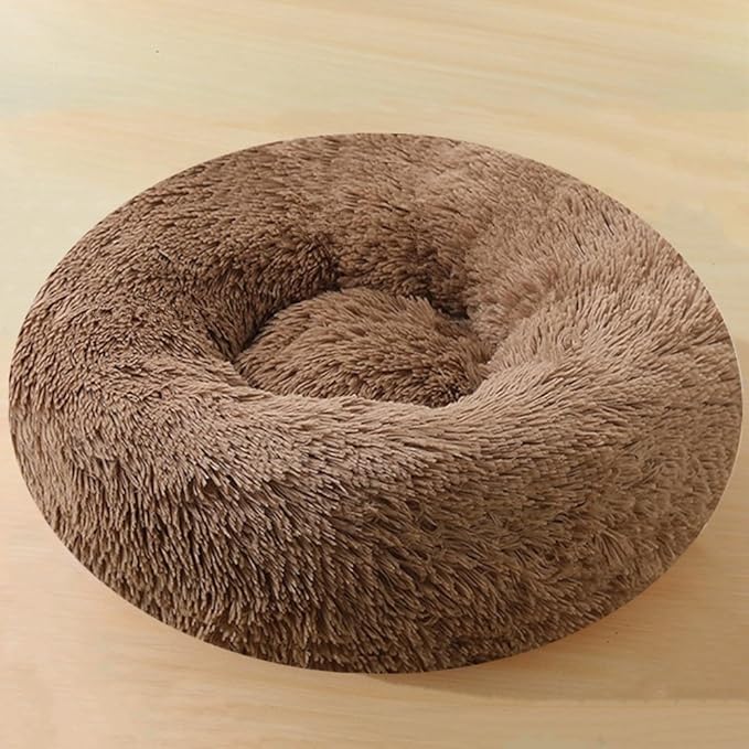 Dog Bed & Cat Bed for Small Medium Dogs, 27 Inch Calming Dogs Bed Anti-Anxiety Machine Washable Fluffy Luxury Anti-Slip Waterproof Pet Puppy Round Bed (Coffee)