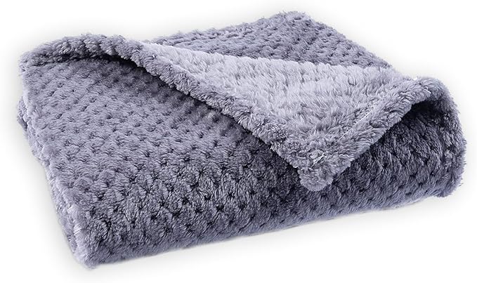 Pet Blanket Warm Soft Dog Blankets Washable Cat Throw Blankets Sofa Bed Couch Furniture Protector Cover for Small Medium Large Dogs Cats, Purple, 63" x 79"