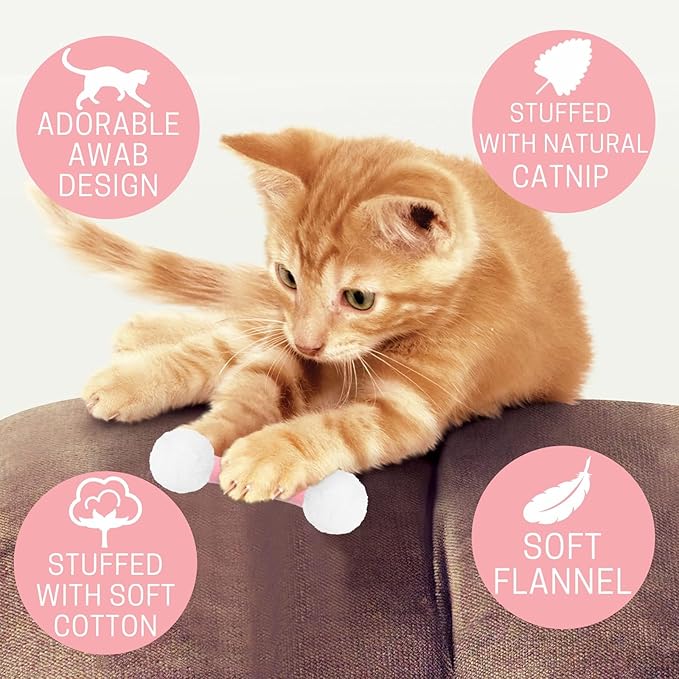CiyvoLyeen Swabs Catnip Toys Set of 6 Soft Plush Kicker Toys - Interactive Kitty Kick Sticks for Cat Lovers Gift - Sturdy Teething Chew Toy